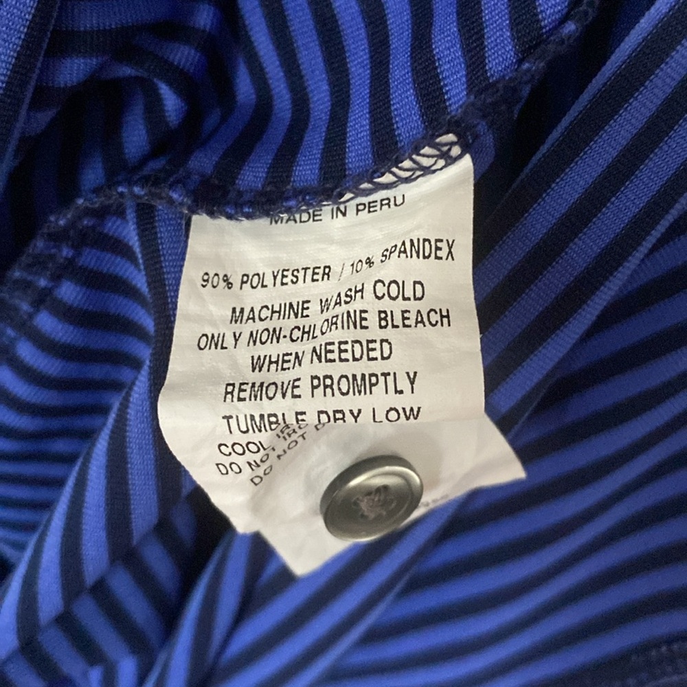 ⛳️ Greyson Men’s Navy Blue Stripped Golf Polo - L 🏌️♂️ - Picture 7 of 10